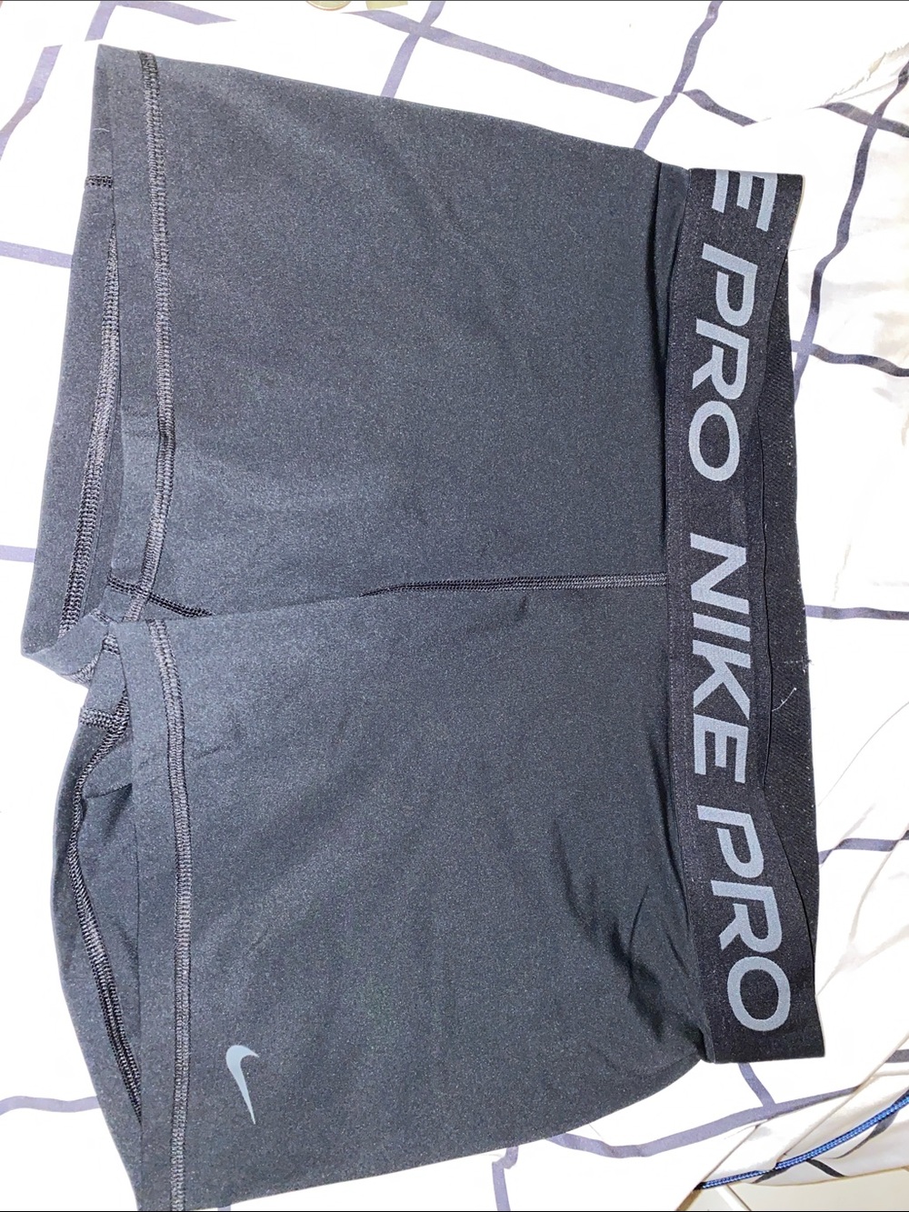 Nike Black Compression Shorts with Gray Logo Waistband
